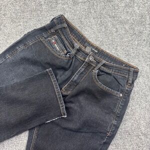 Fried Denim Slim Jeans 34x30 Black Dark Wash Contrast Stitch Mens
